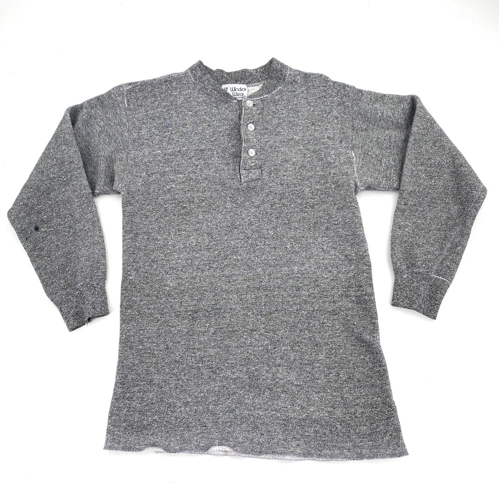 Vintage Windsor Wear Henley Shirt Womens Long‎ Sleeve Made in Canada Gray